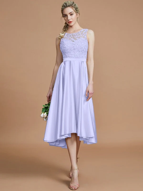 Modern Bateau Sleeveless Ruffles Asymmetrical Bridesmaid Dresses - Image 22