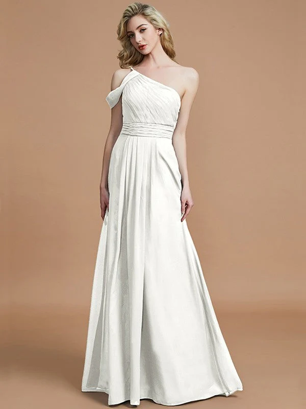 Charming One Shoulder Chiffon Sleeveless Bridesmaid Dresses - Image 22