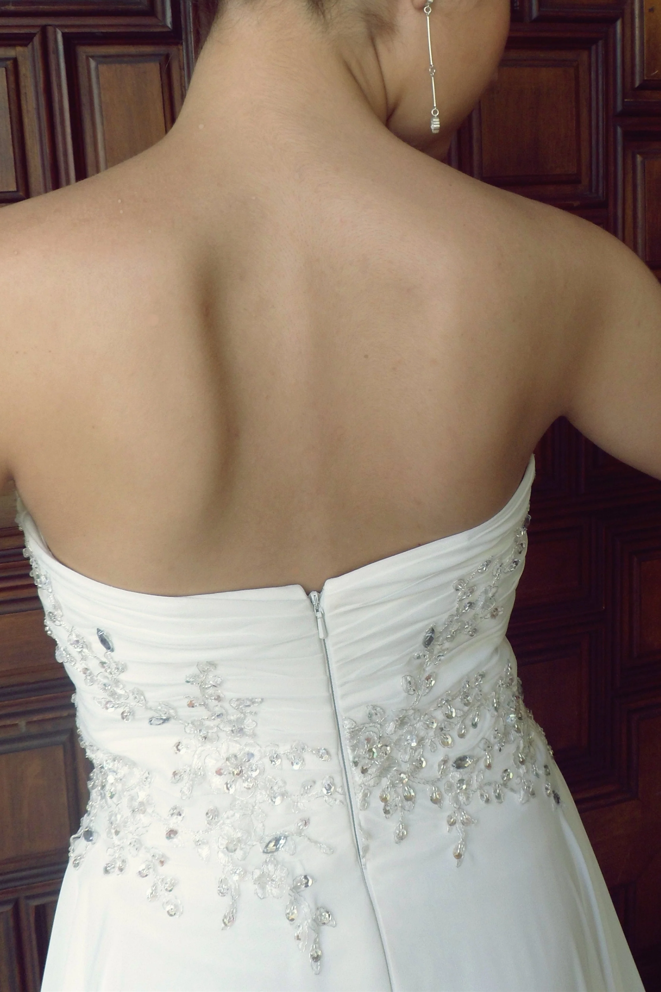 A-line Sweetheart Floor Length Chiffon Beaded Wedding Dress - Image 2