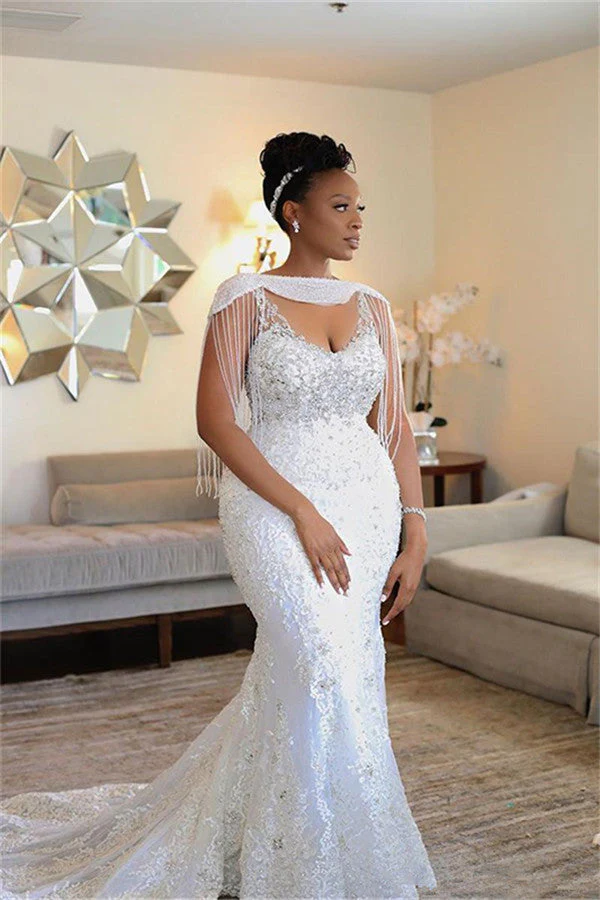 Amazing Off the Shoulder Beading Mermaid wedding dress Modern Appliques Bridal Dresses