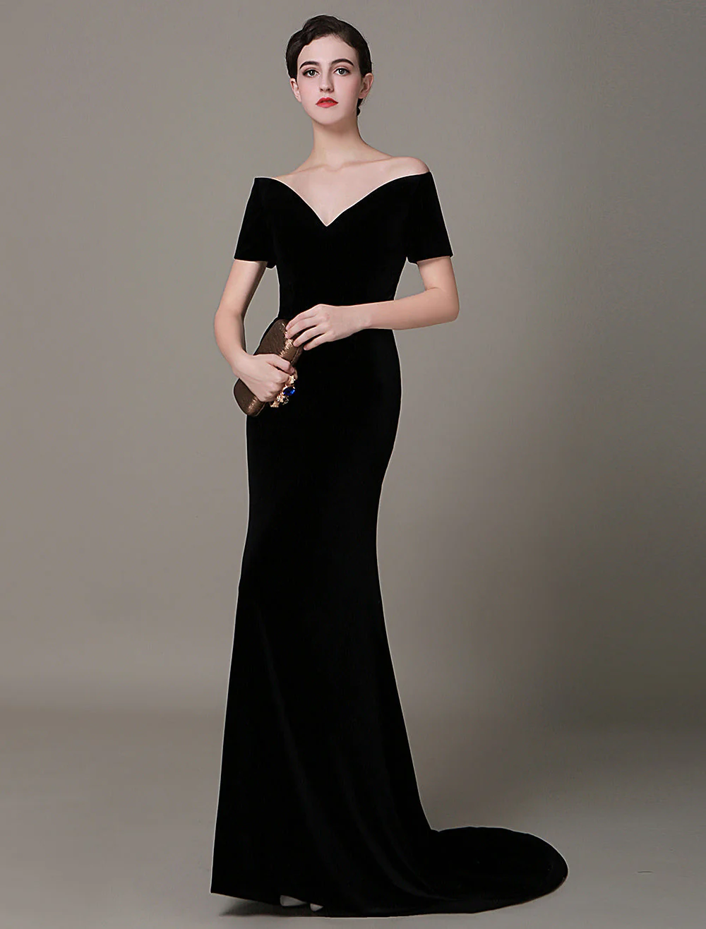 Gorgeous Black Evening Dresses Long Mermaid Evening Dress Vintage Lady Gaga Red Carpet Dress wedding guest dress