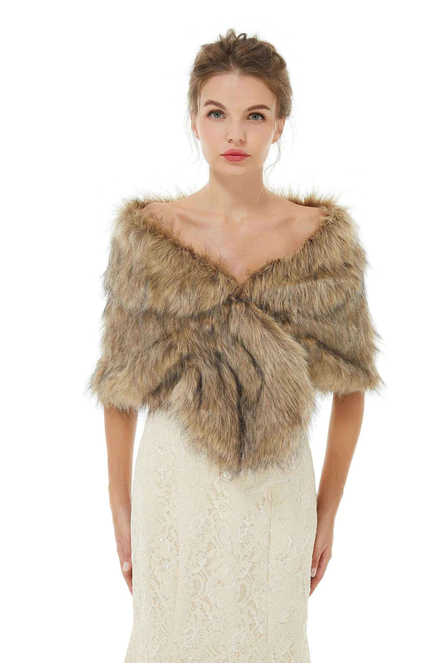 Brooke - Winter Faux Fur Wedding Wrap