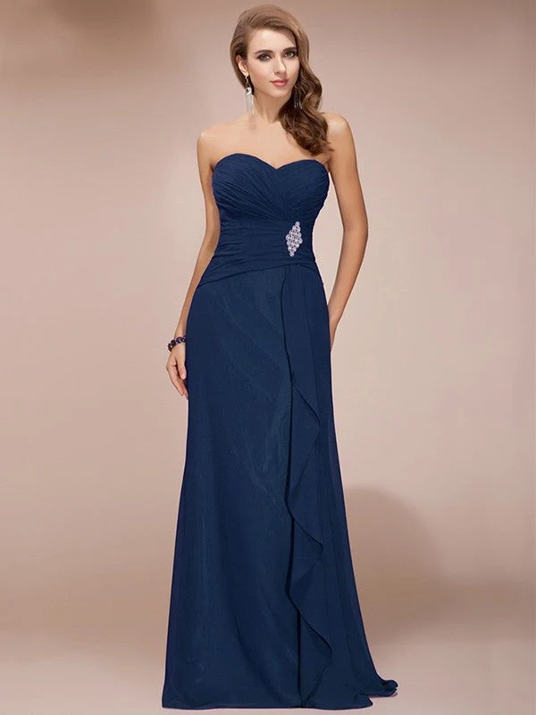 Gorgeous Sweetheart Sleeveless Long Beading Ruffles Chiffon Bridesmaid Dresses - Image 9