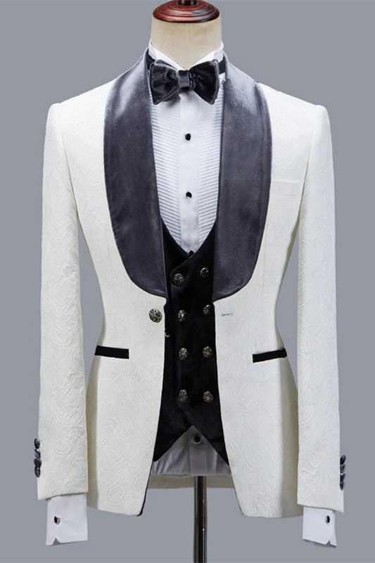 Custom design Jacquard Slim Fit Shawl Lapel Wedding Men Suits