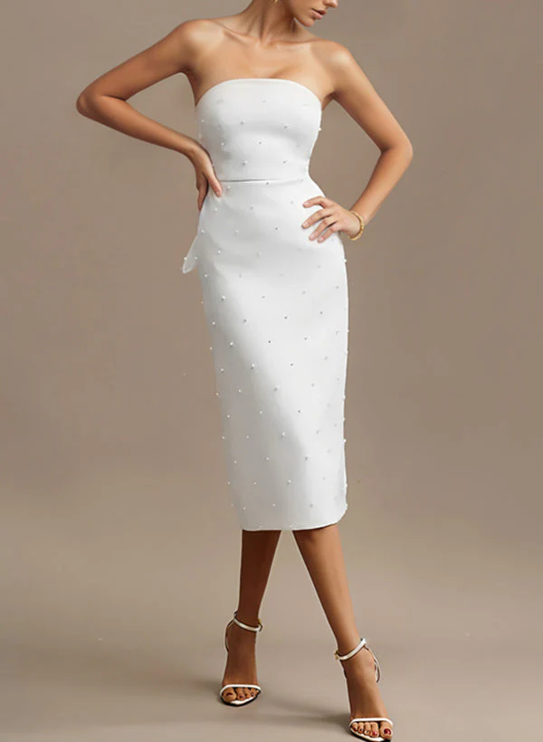 Elegant Satin Wedding Dresses Bowtie Beading