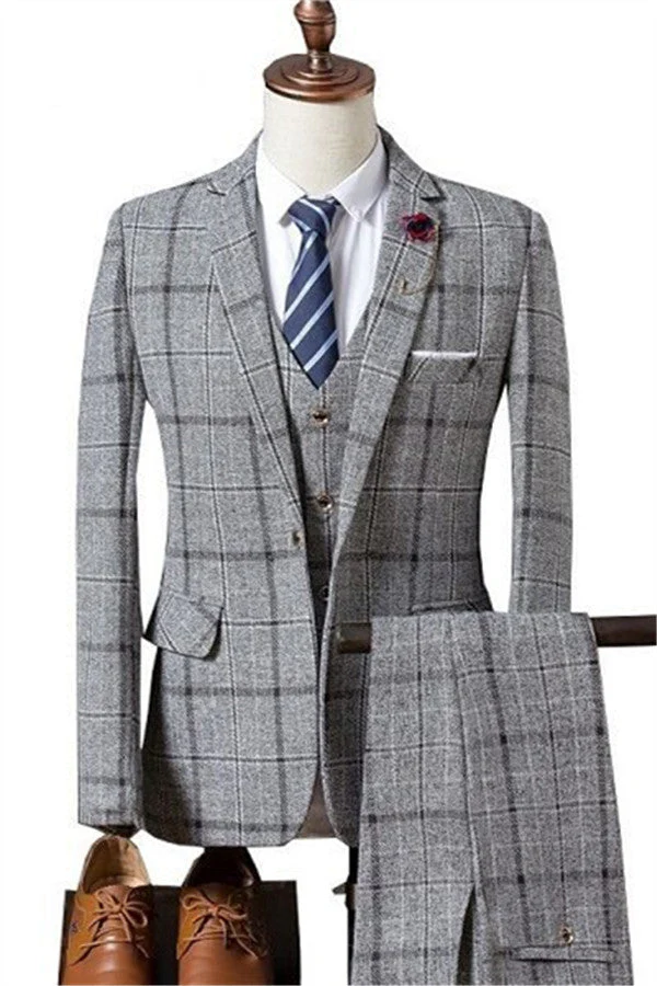 Formal Plaid Business Men Suits Decent Slim Fit Marriage Suits Online