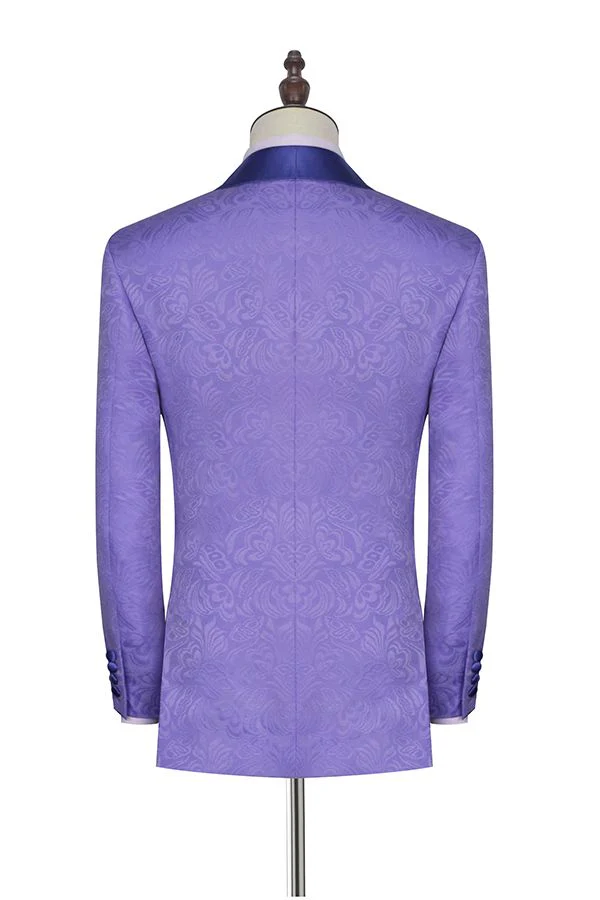 Lavender Jacquard Silk Shawl Lapel Bespoke Marriage Suits - Image 2