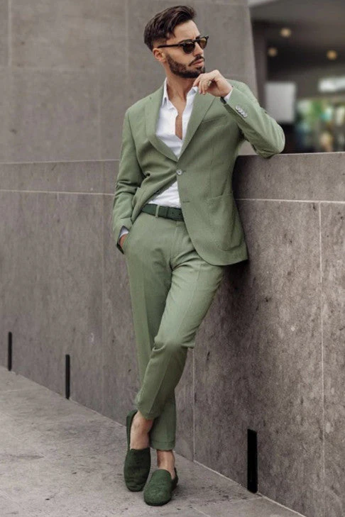 Lime Green Designer Slim Fit Bespoke Men Suits for Prom