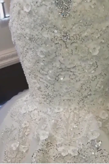 Luxurious Crystals Mermaid Wedding Dresses Off the Shoulder Appliques Bridal Gowns - Image 5