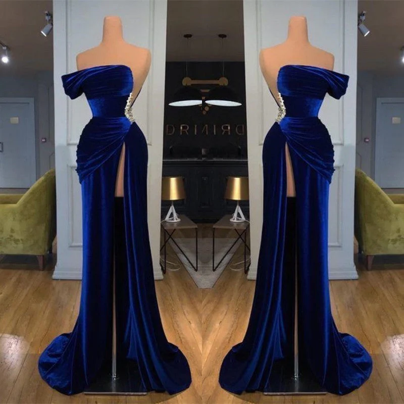 Off-the-Shoulder Mermaid Long Prom Dress With Split - Image 2