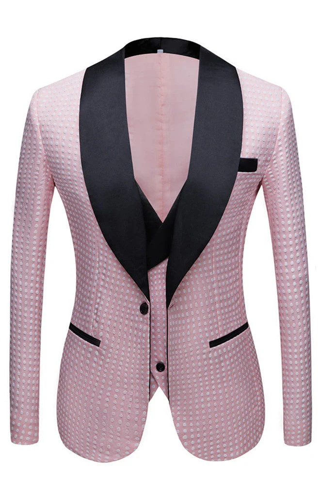 Pink Shawl Lapel Dot Wedding Men Suits Online
