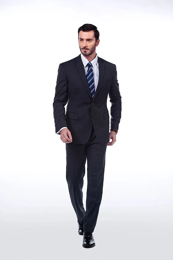 Sharp-looking Plaid Grey Mens Suits Notch Lapel Suits for Men