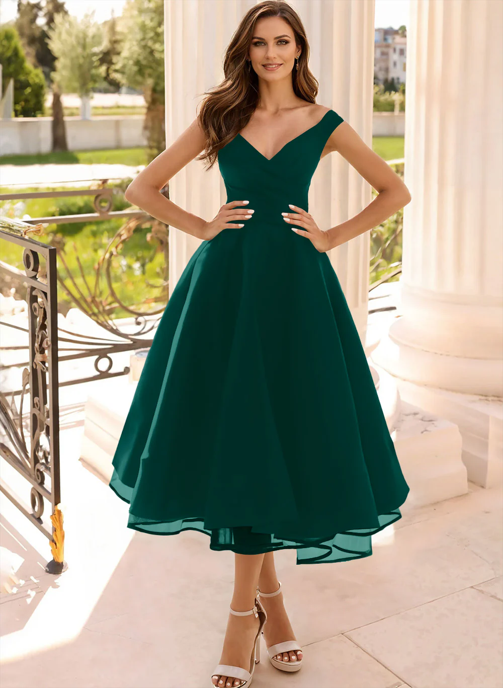 Simple Cap Shoulder A-Line Tea-Length Homecoming Dresses - Image 45