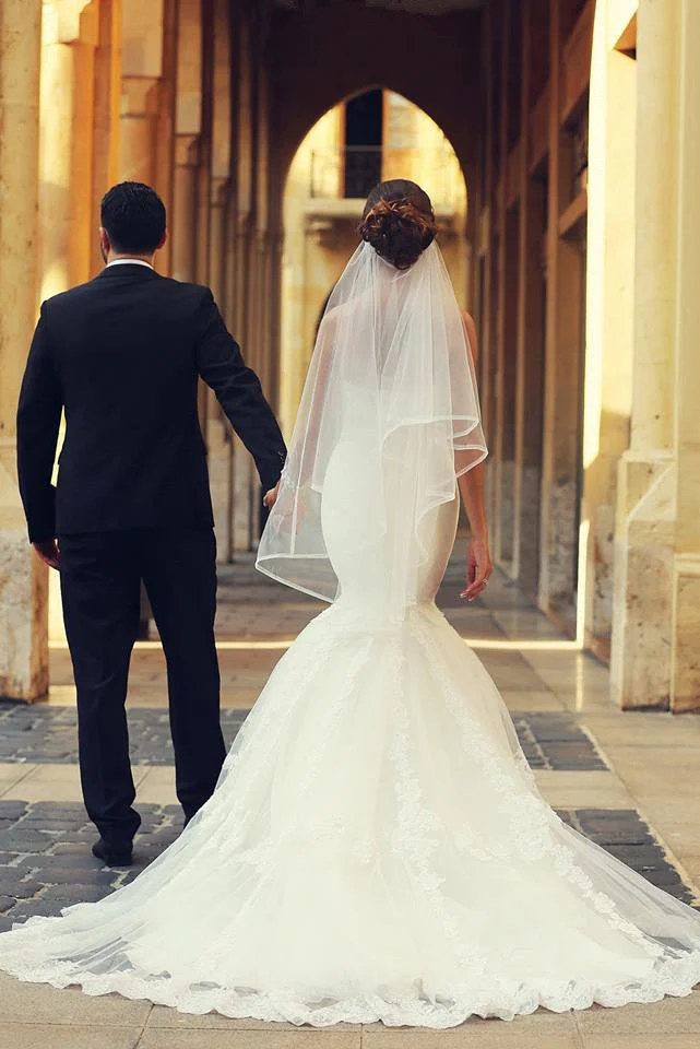 Sweetheart White Lace Modern Mermaid Bridal Gown Latest Sweep Train Lace Up Plus Size Wedding Dresses - Image 5
