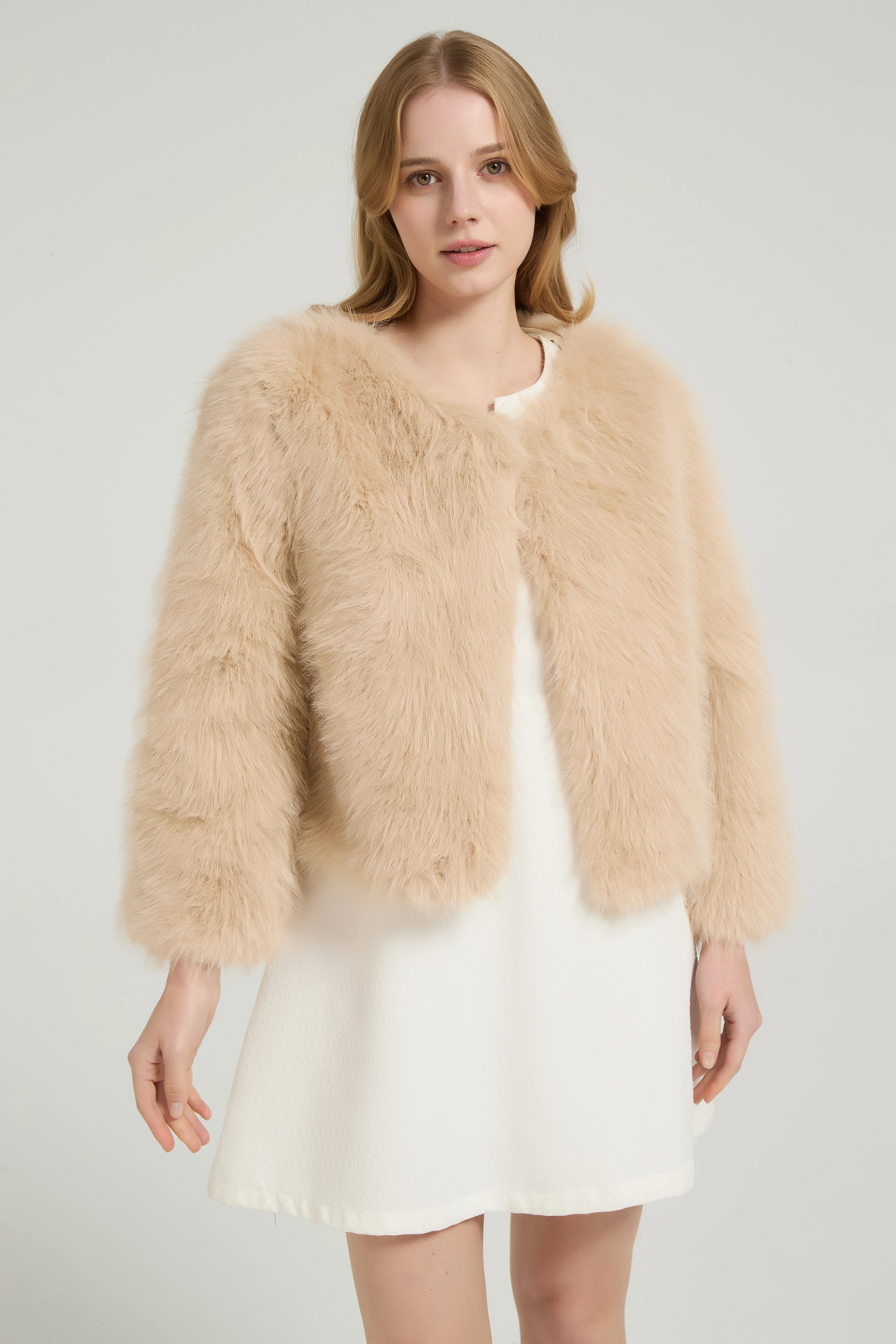 Timeless Faux Fur Long Sleeves Short Jacket Winter Wedding Shawl