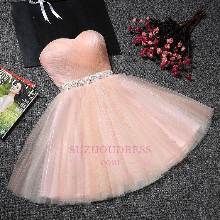 Tulle Ruffles Pink Homecoming Dress Sweetheart Short Hoco Dress - Image 2